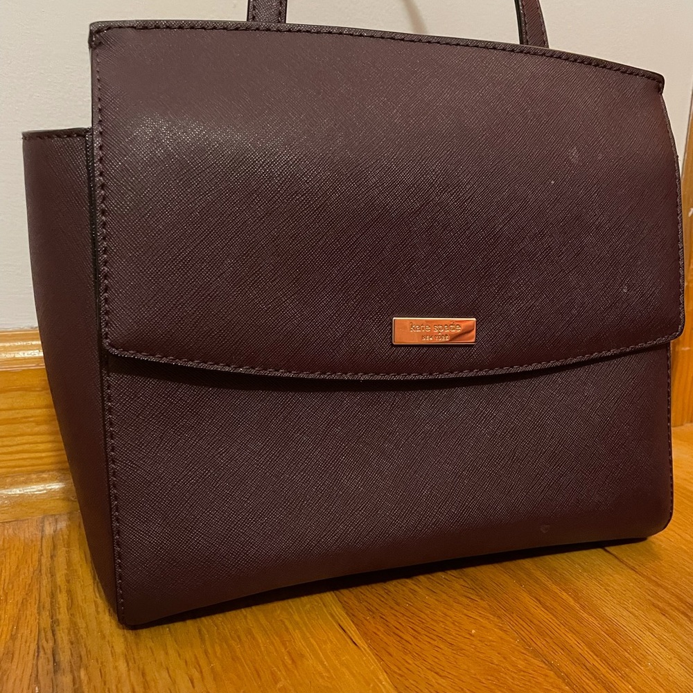 Burgundy Kate Spade satchel with adjustable shoulder strap - Picture 3 of 8